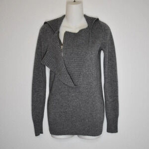 J. Crew Quarter Zip Pullover Sweater Sz XS Marled Wool Cashmere Minimalist Gray